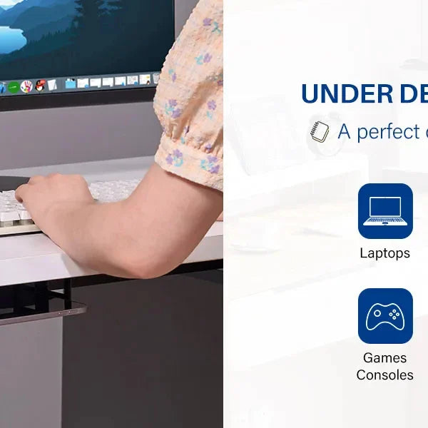 Under Desk Laptop Mount Metal Under Desk Shelf Holder for Laptop for Mac Mini Macbook Keyboard with Anti-Scratch Silicone Rack