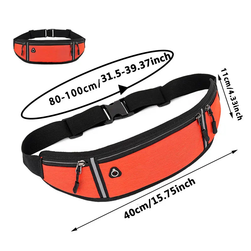 Running Waist Bag Lightweight Waterproof Reflective Strip Waist Fanny Pack Gym Sport Running Waist Pack Adjustable Elastic Strap