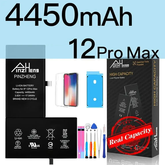 PINZHENG Battery For iPhone X XR XS 11 12 13 Mini Max Pro Promax Real High Capacity Replacement Bateria Warranty One Year