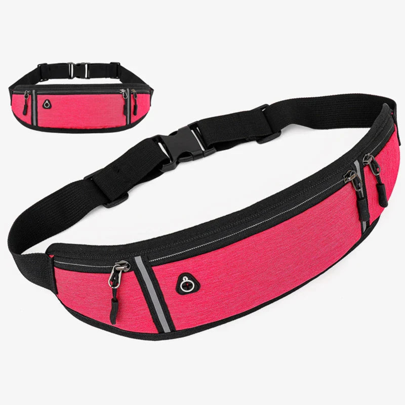 Running Waist Bag Lightweight Waterproof Reflective Strip Waist Fanny Pack Gym Sport Running Waist Pack Adjustable Elastic Strap
