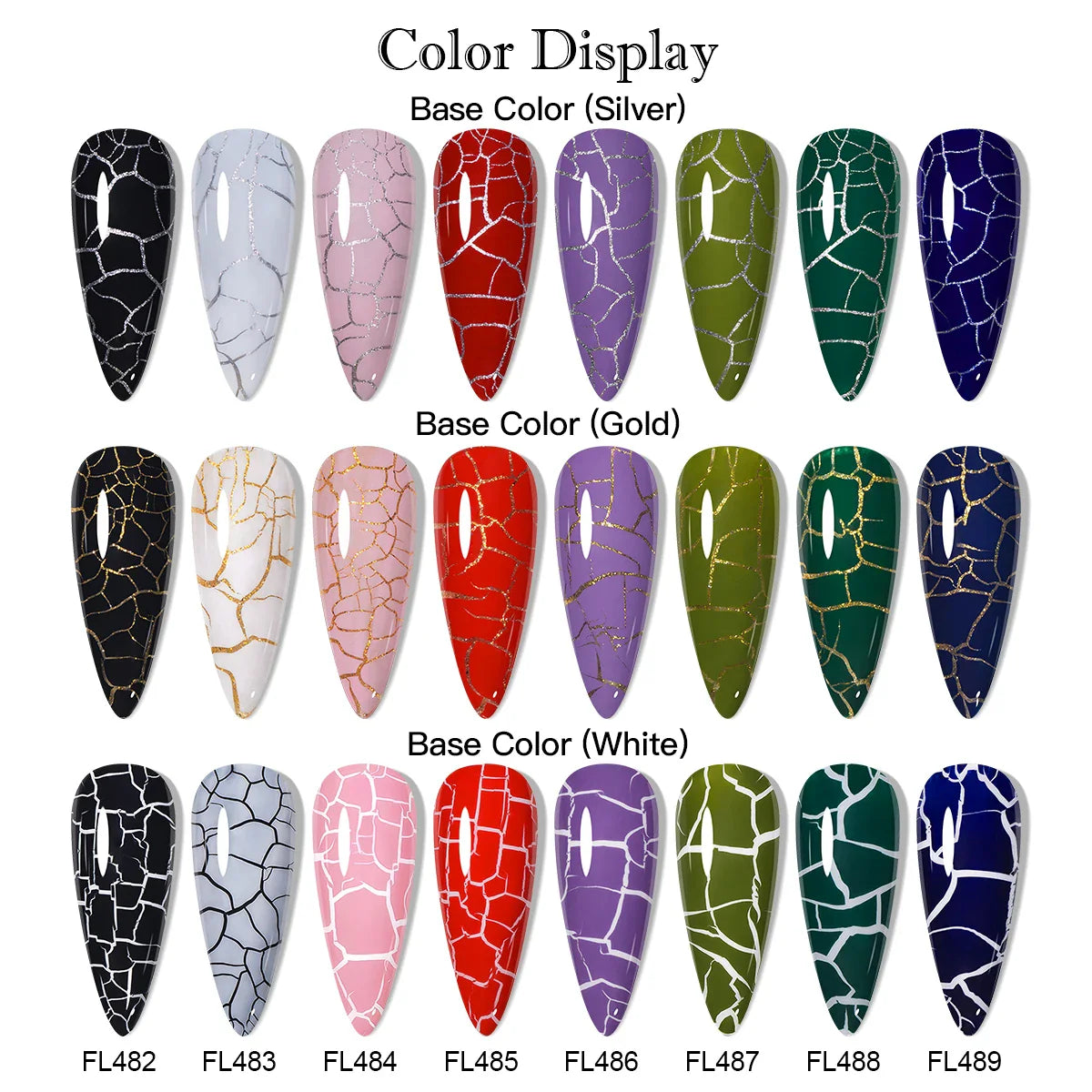 Four Lily 7ml Crackle Gel Nail Polish Hybrid Natural Dry DIY Nail Art Cracking Gel Polish Semi Permanent Soak Off Varnish Design