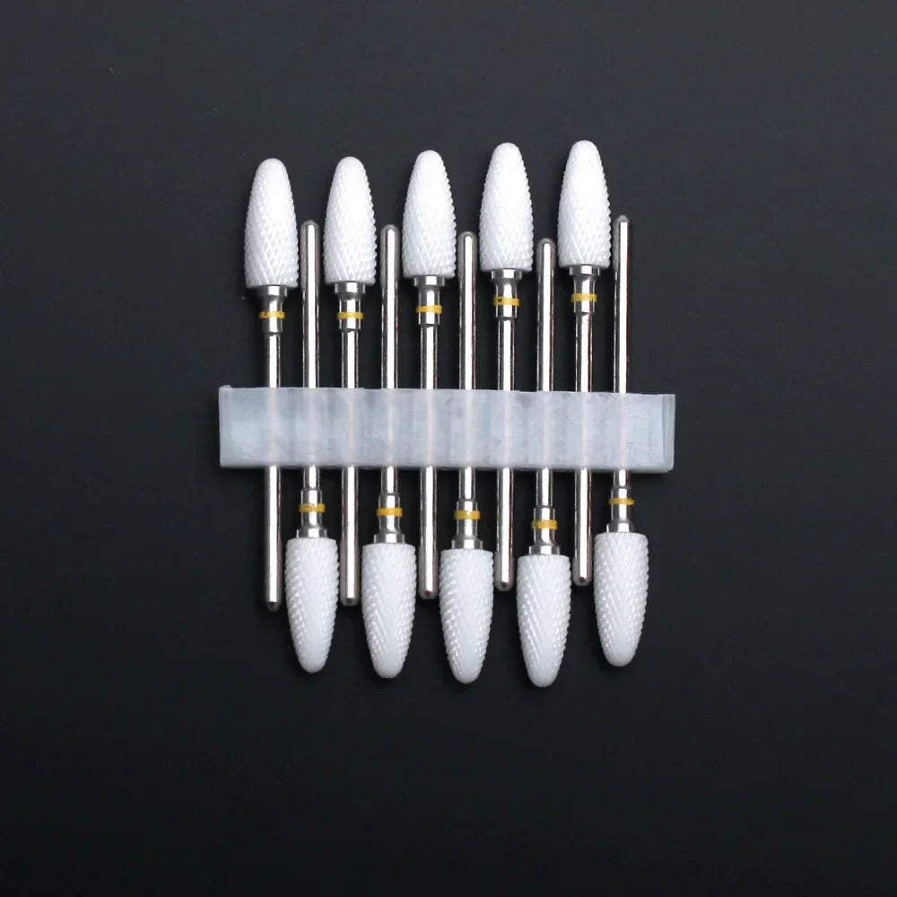 10pcs Ceramic Nail Drill Bits Set Milling Cutter for Manicure Drills Electric Nail Files Cuticle Remove Nail File Art Tools