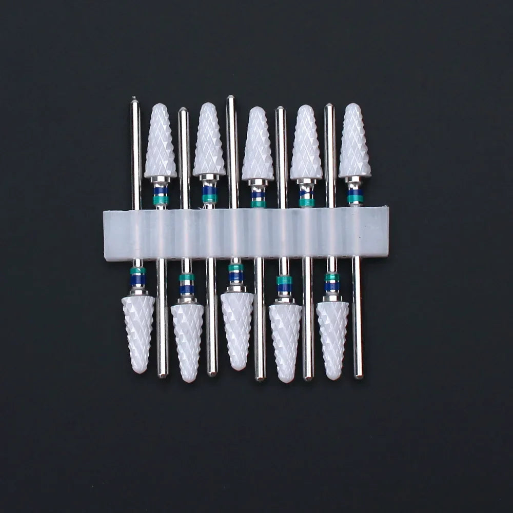 10pcs Ceramic Nail Drill Bits Set Milling Cutter for Manicure Drills Electric Nail Files Cuticle Remove Nail File Art Tools