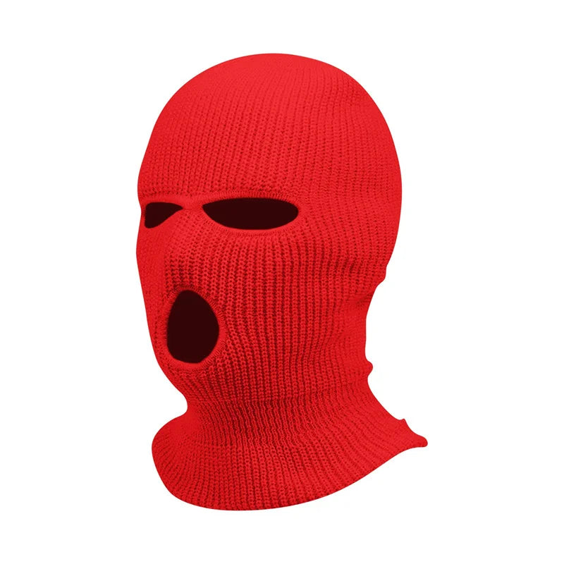 3Holes Winter Warm Unisex Balaclava Mask Hat Embroidery Full Face Mask Knitted Cycling Ski Snowboard Hat Cap Hip Hop Beanie Gift