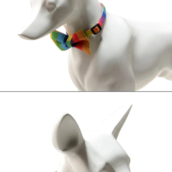 Hereyougo Pet Stylish Rainbow Bow Tie Cat Collar Breakaway Nylon with Pride Pattern Design for Pet Dogs and Cats