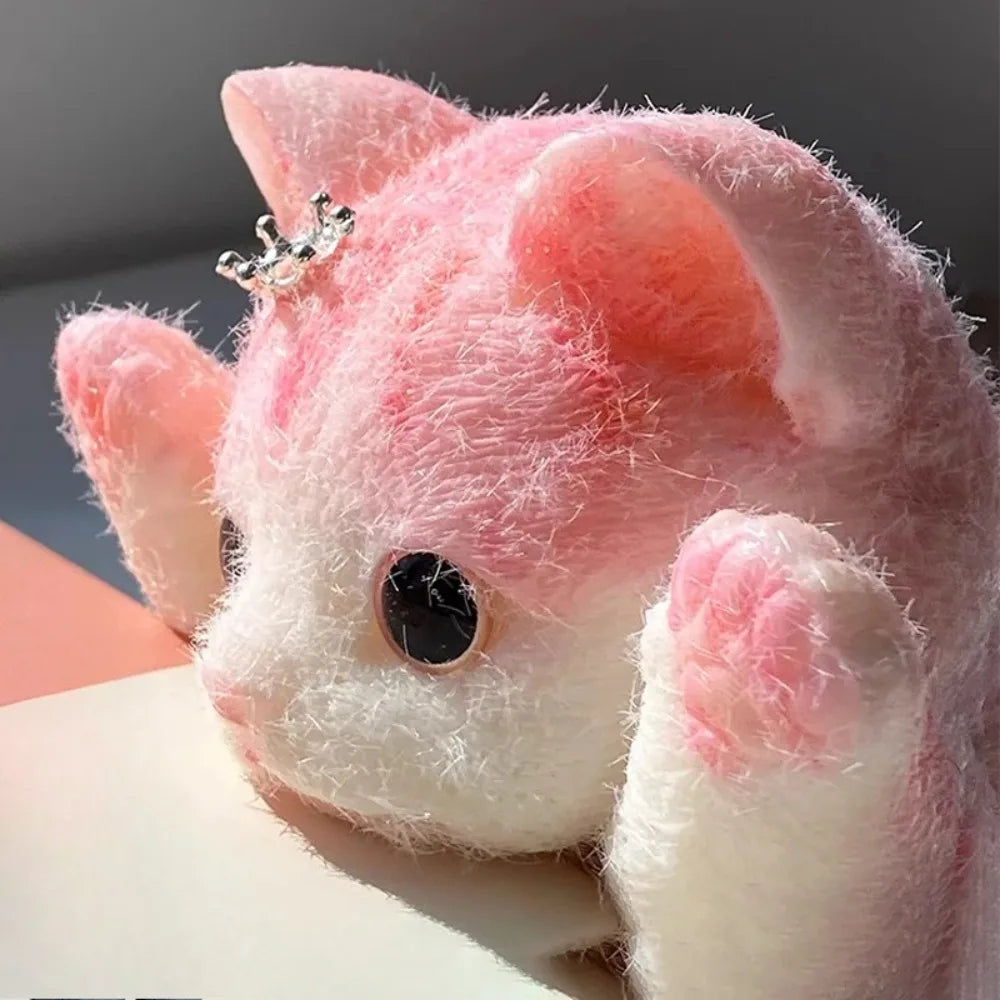 Squishy Cute Flocking Cat Stress Relief Toy, Extra Large Sensory Fidget Toys for Kids Adults Anxiety Relaxation, Squeeze Gift
