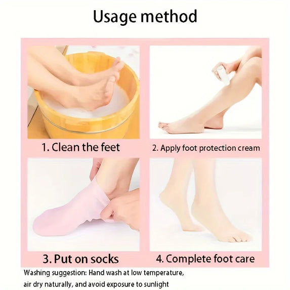 2 Pack Silicone Moisturizing Foot Socks for Dry Cracked Feet Foot Care Socks Spa Pedicure Socks Massage Moisturizing Gel Socks