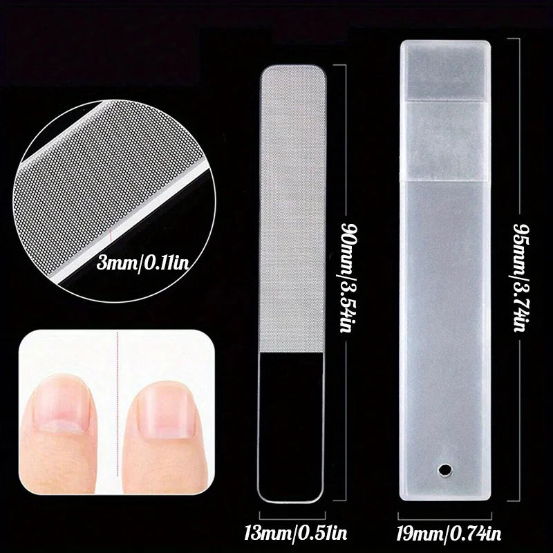 3pcs Nano Glass Nail Files Professional Sanding Polishing Files Transparent Nail File Grinding Equipment Manicure Art Tools