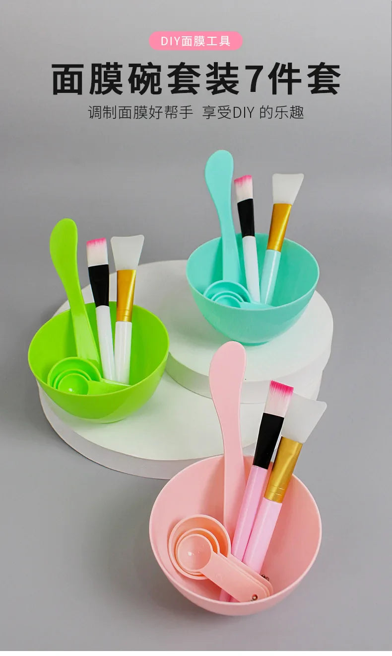 7pcs Facial Brush Mask Bowl Spoon Set Mask Brush Bar DIY Beauty Tools Mixing Tools Skin Care Makeup Supplies Woman Facial Tools