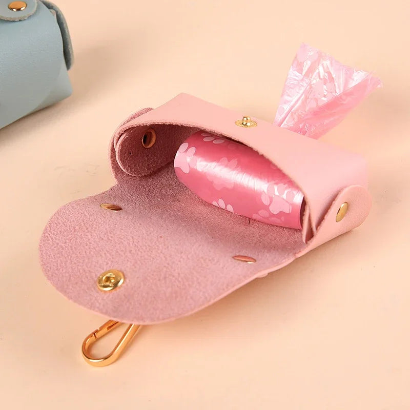 Portable Dog Poop Bag Organizer Stylish Pet Bag Holder Leather Pet Poop Bag Holder With Dispenser For Dog Bags Pet Supplies