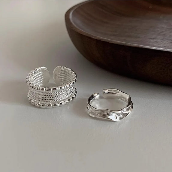 VENTFILLE 925 Sterling Silver Finger Rings New Fashion Creative Cross Hollow Chain Geometric Party Jewelry Gifts
