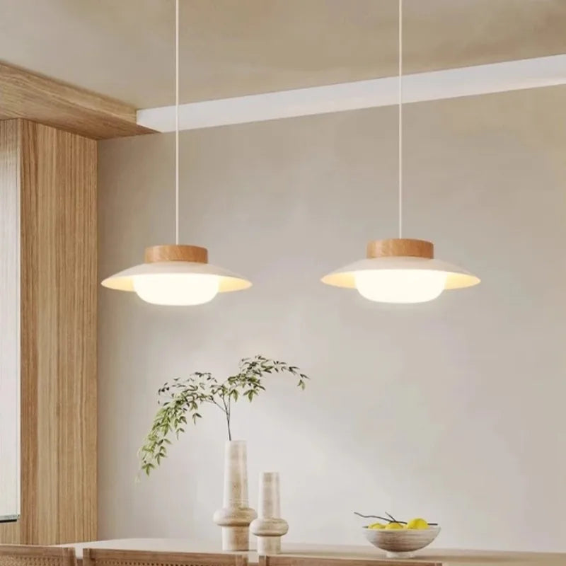 Cream Style Restaurant Pendant Light Wooden Style Dining Table Light Antique Dining Room Round Table Counter Pendant Light