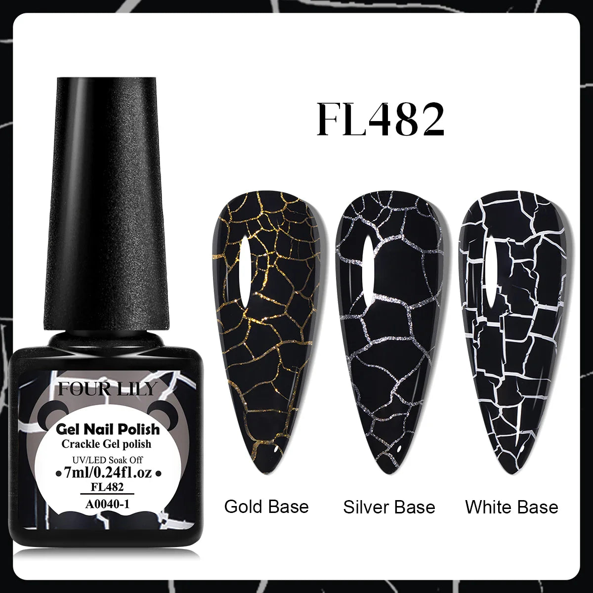 Four Lily 7ml Crackle Gel Nail Polish Hybrid Natural Dry DIY Nail Art Cracking Gel Polish Semi Permanent Soak Off Varnish Design