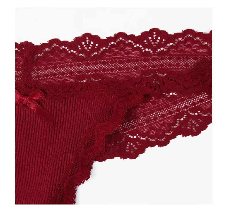 Lace Floral Women Panties Low Waist Breathable Briefs Female Thong Underwear Solid Sexy G-String Transparent Panty
