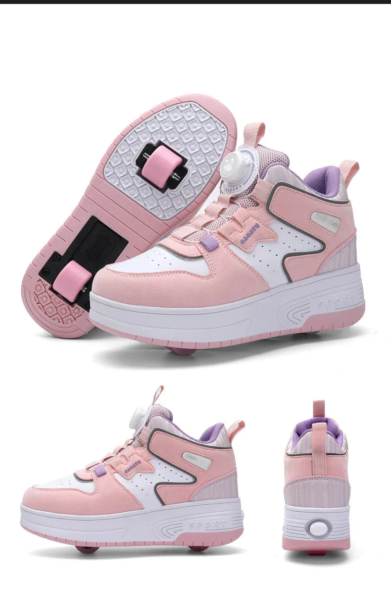 Children Junior Roller Skate Shoes Kids Sneakers with Two Boys Girls Wheels Shoes Running Adult Casual Boys Shoes size 31-42