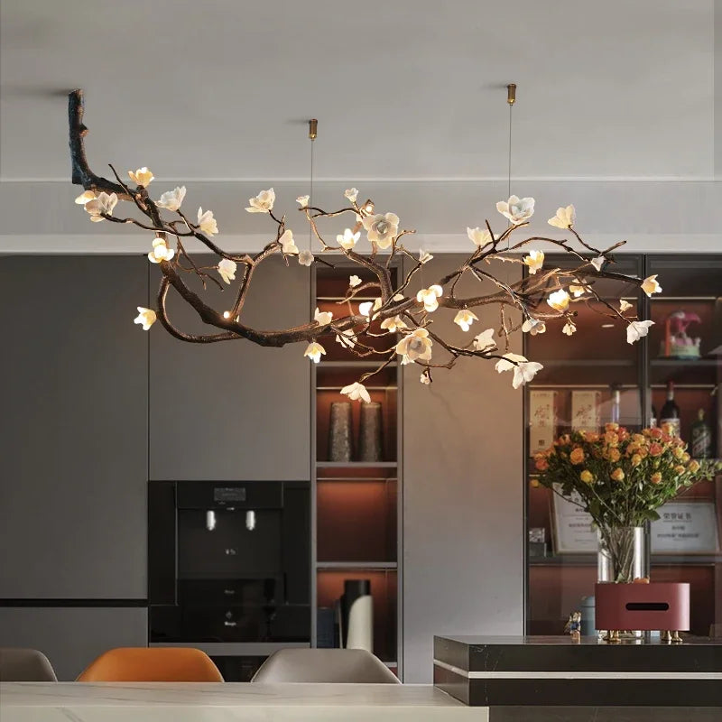 New Italian Light Luxury Ceramic All Copper Branch Living Room Ceiling Light Hotel Restaurant Sales Department Staircase Light
