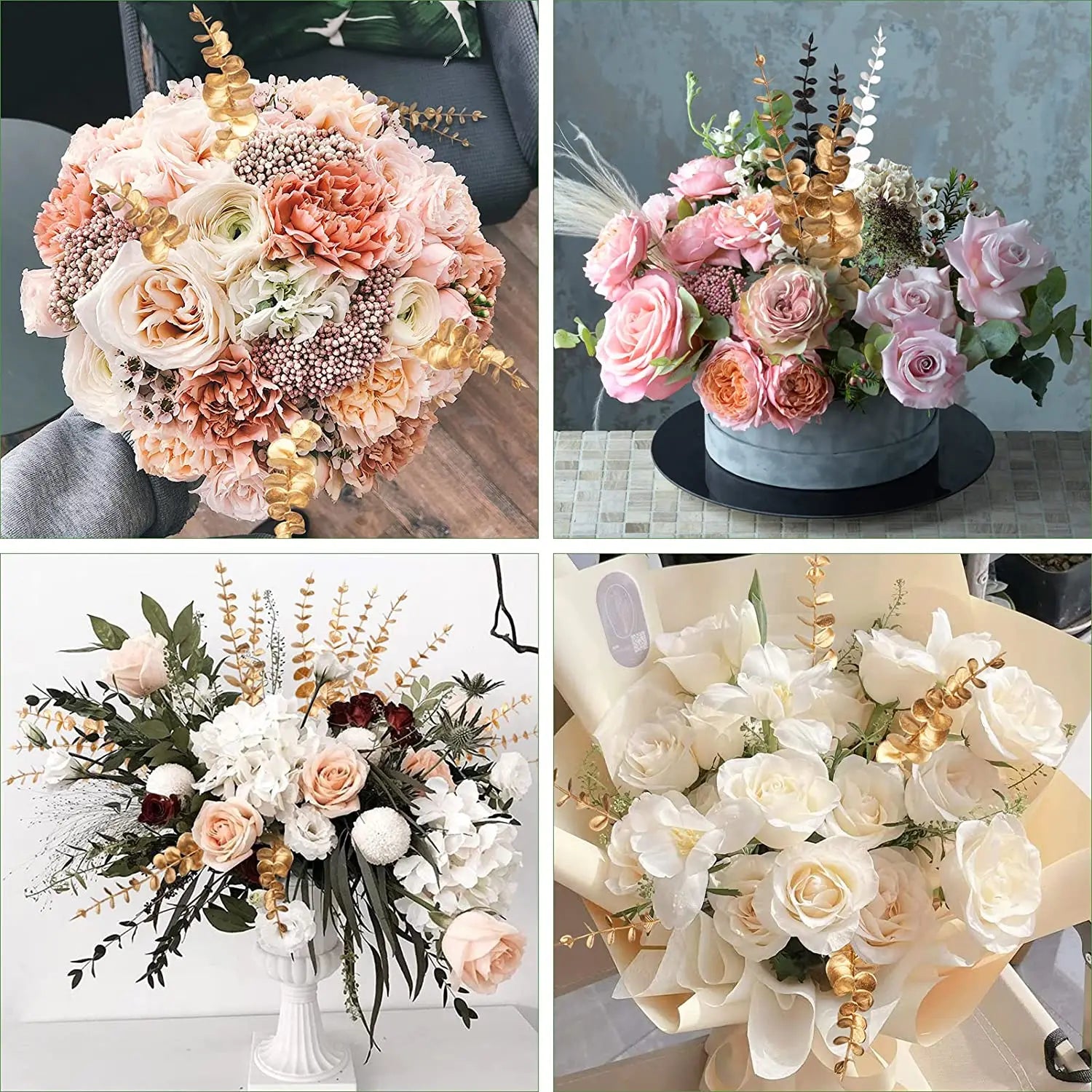 Yannew 12pcs Artificial Eucalyptus Stems Silver Dollar Greenery Fake Plants for Wedding Bouquet Floral Arrangement Home Decor