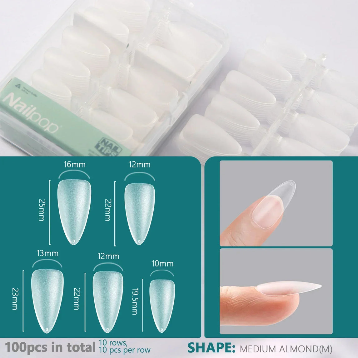 Nailpop Soft Gel Tips for Nails Extension System Ultra Matt Short Coffin Fake Nail Capsule for Handmade Press on Nails 100pcs