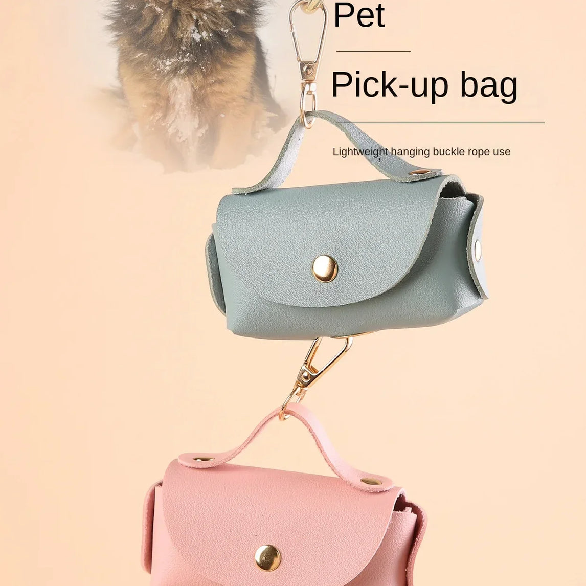 Dog Poop Bag Holder Premium Synthetic Leather Pet Waste Dispenser Built-in Organizer Carabiner Clip Dog Walking Accessories Pets
