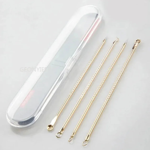 4Pcs Pimple Popper Tool Kit, Blackhead Remover Acne Needle Tools Set Removing Care Comedone Whitehead Popping Zit Skin Care Tool