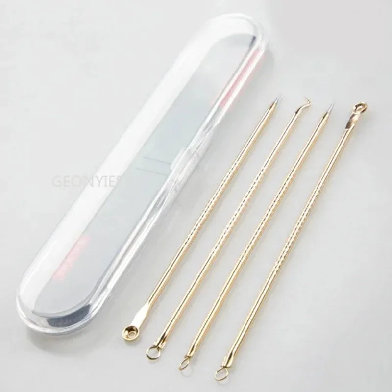 4Pcs Pimple Popper Tool Kit, Blackhead Remover Acne Needle Tools Set Removing Care Comedone Whitehead Popping Zit Skin Care Tool