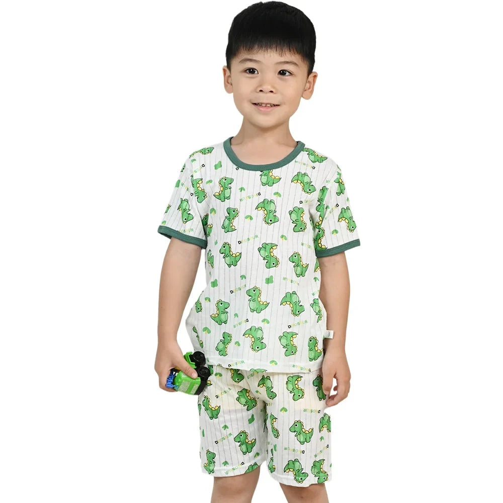 Children's Clothing Summer Boy Girl Home Sleepwear Sets Kids Cotton Short Sleeve T-Shirt Tops with Shorts Toddler Baby Pajamas