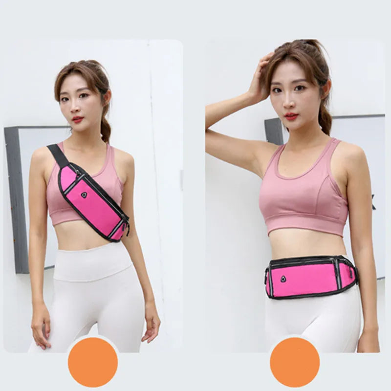 Running Waist Bag Lightweight Waterproof Reflective Strip Waist Fanny Pack Gym Sport Running Waist Pack Adjustable Elastic Strap