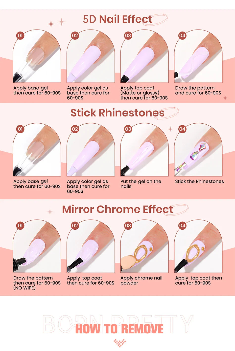 BORN PRETTY 2Pcs/Set 8ml 5D Sculpting Gel with Solid Mirror Powder DIY Nail Embossing Gel for Painting Carving Nails