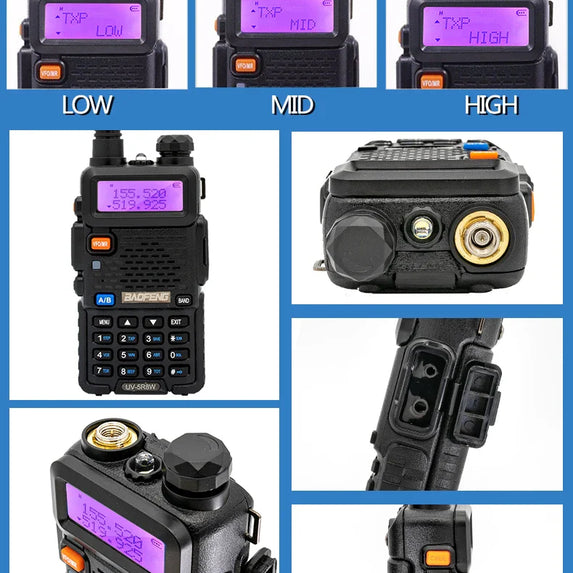Baofeng Walkie Talkie UV 5R 5W 8W Dual Band Ham Two Way Radio Vhf Uhf FM Radio Handheld Transceiver Hunting 16KM