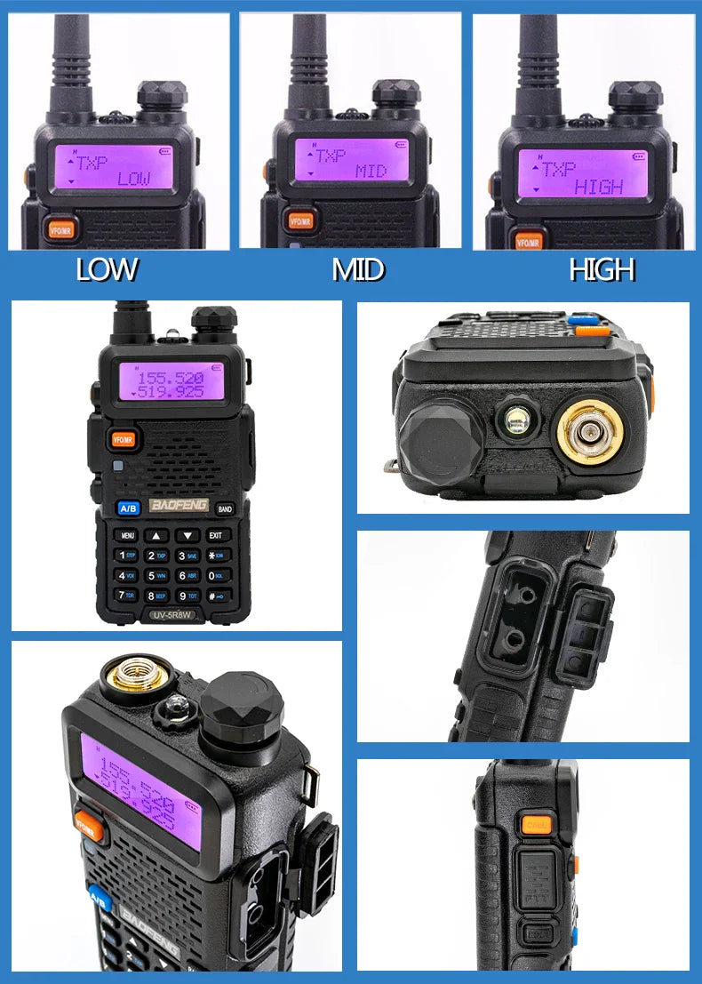 Baofeng Walkie Talkie UV 5R 5W 8W Dual Band Ham Two Way Radio Vhf Uhf FM Radio Handheld Transceiver Hunting 16KM