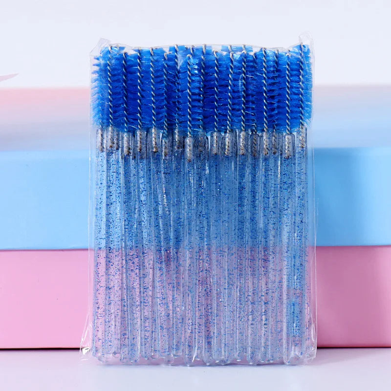 QSTY eyelash brush makeup brushes 50pcs individual disposable mascara applicator comb wand lash makeup brushes tools 6 colors