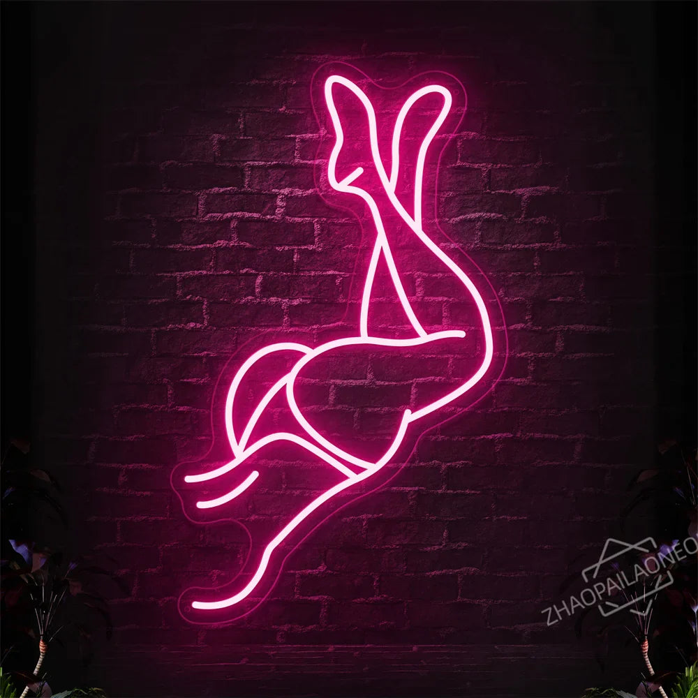Sexy Lady Body Pink LED Neon Light Sign Wall Decor Dimmable LED Lights Bedroom Living Bar Club Decorations Game Room Party Gift