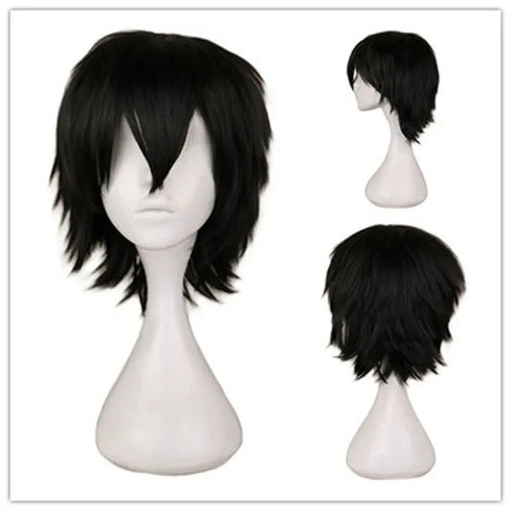 Universal Short Cosplay Wig Silver Red Pink Blonde Grass Green Black Straight Men's Wig for Halloween Cosplay Costume Party
