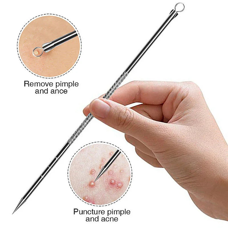 4-Piece Set Acne Needles Blackhead Remover Stainless Steel Needle Squeeze Acne Special Tool Face Pimple Pore Cleaning Skin Care