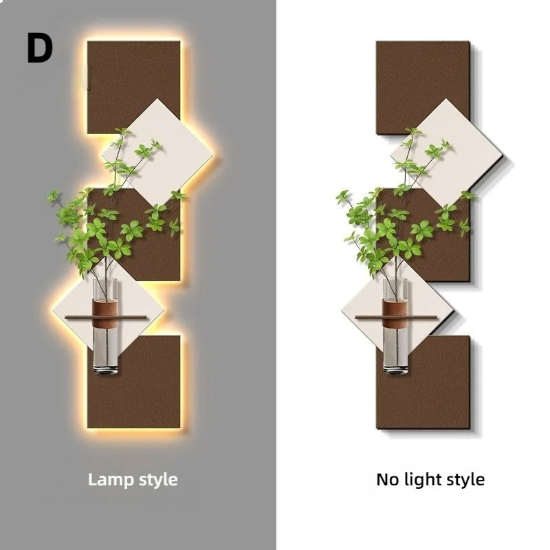 Modern Hydroponics Green Plants LED Decorative Paintings Home Decor Living Room Bedroom Entrance Hallway Sandstone Mural Lights
