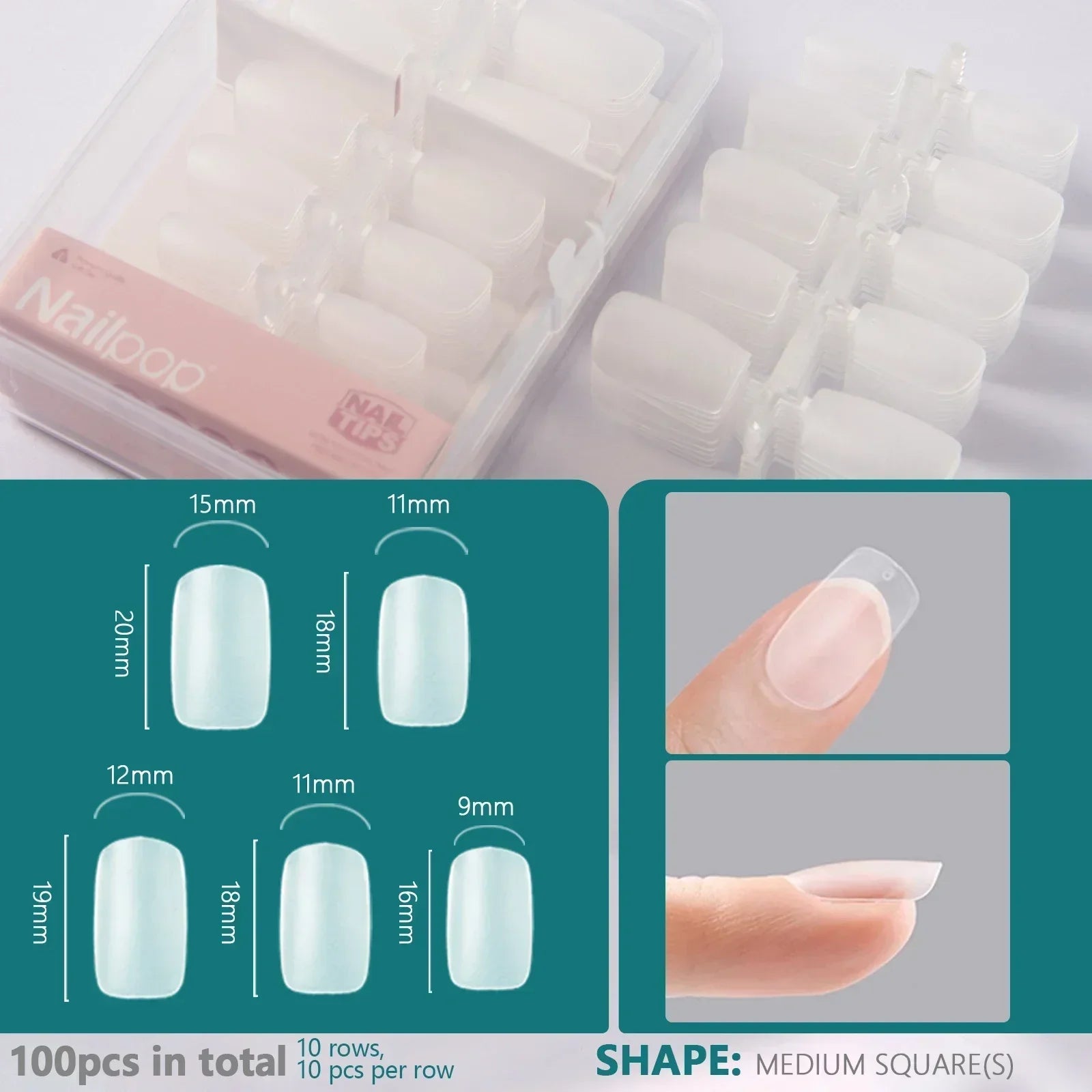 Nailpop Soft Gel Tips for Nails Extension System Ultra Matt Short Coffin Fake Nail Capsule for Handmade Press on Nails 100pcs
