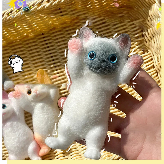 Squishy Cute Flocking Cat Stress Relief Toy, Extra Large Sensory Fidget Toys for Kids Adults Anxiety Relaxation, Squeeze Gift