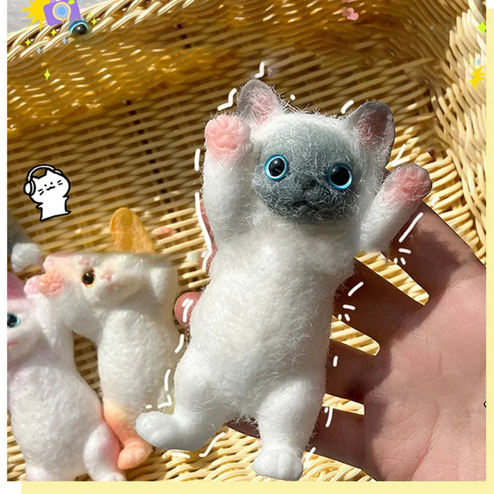 Squishy Cute Flocking Cat Stress Relief Toy, Extra Large Sensory Fidget Toys for Kids Adults Anxiety Relaxation, Squeeze Gift