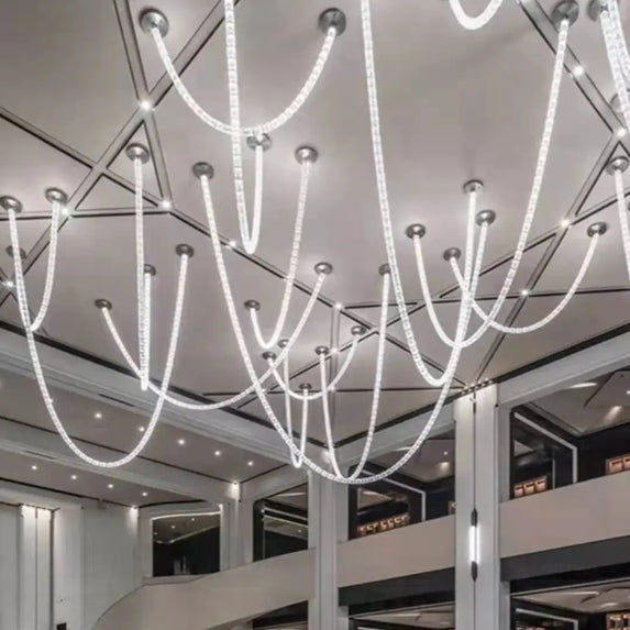 Post-modern simple luxury dining room glass chandelier Nordic designer minimalist art strip living room study bar