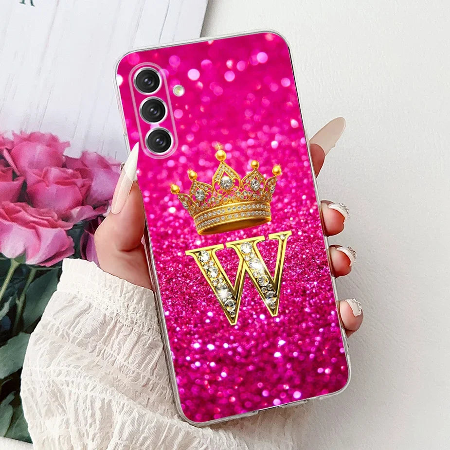 For Samsung Galaxy A14 A24 A34 A54 Case New Crown Letters Cover Soft Slim Phone Case For Samsung A14 A 24 34 54 Galaxy A54 Shell