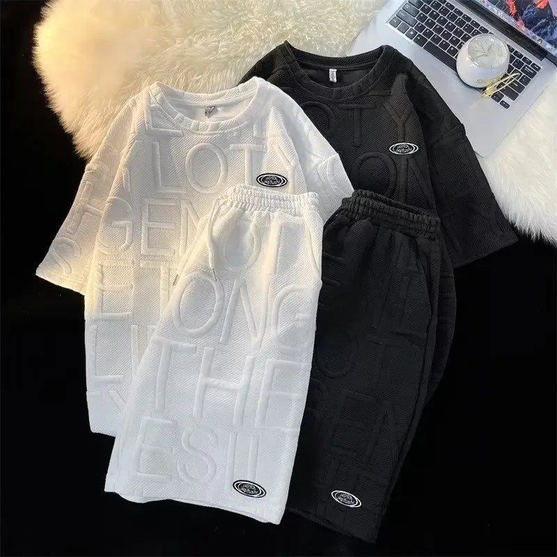 Trendy Casual Suit Men's Fashionable Five-piece Set Elegant Summer Simple Style Loose Fitting Long Sleeve Business Attire