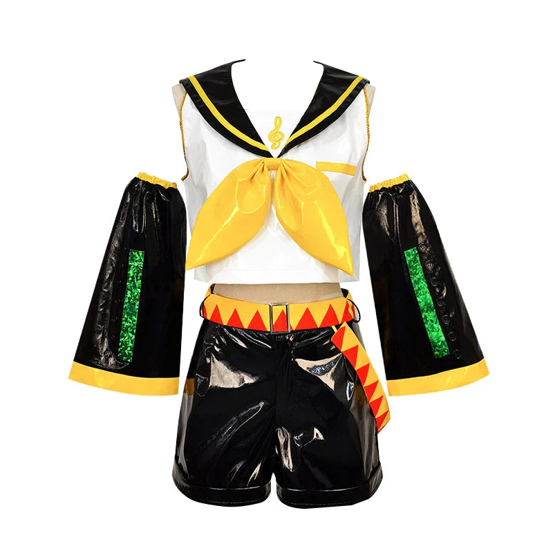 UWOWO Kagaminee Rin/Len Cosplay with Ears Collab Series: Kagaminee Rin Len Cosplay Top Shorts Costumes Cosplay Outfit