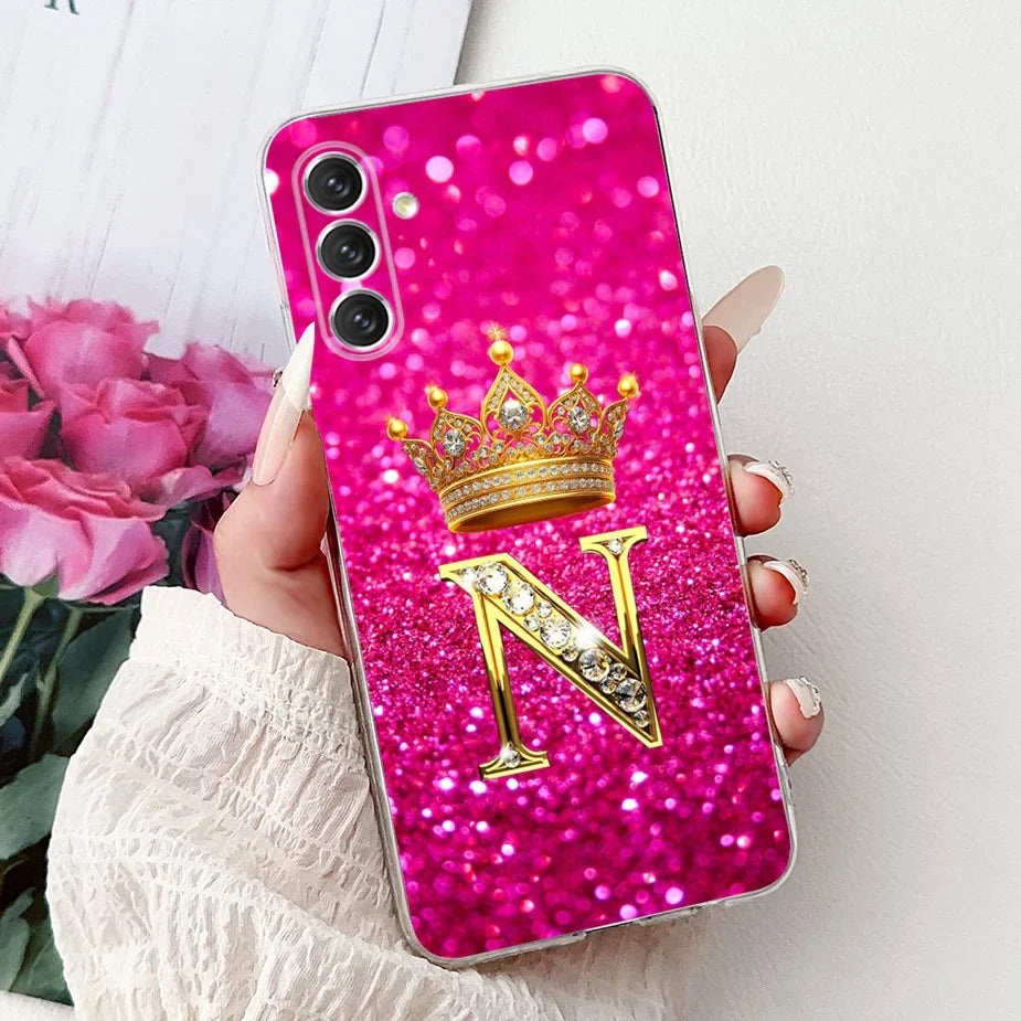 For Samsung Galaxy A14 A24 A34 A54 Case New Crown Letters Cover Soft Slim Phone Case For Samsung A14 A 24 34 54 Galaxy A54 Shell