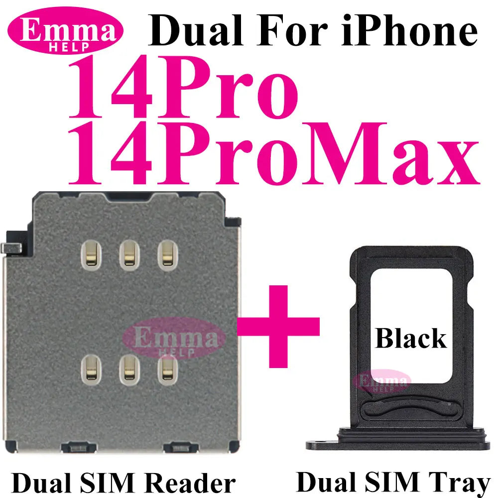 EmmaHelp 1set Dual Sim Card Reader Connector Flex Cable + Tray Slot Holder Adapter for iPhone 11 12 13 14 15 Pro Max XR XSMax