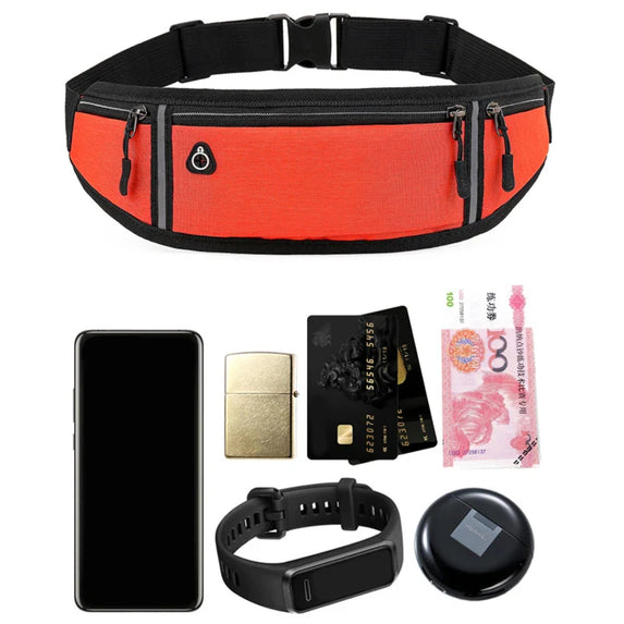 Running Waist Bag Lightweight Waterproof Reflective Strip Waist Fanny Pack Gym Sport Running Waist Pack Adjustable Elastic Strap