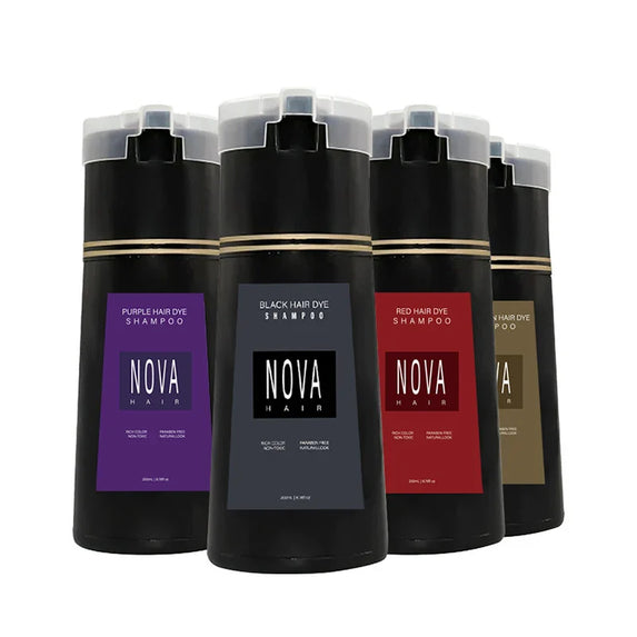 Nova Hair Dye Shampoo Quick Coloring Natural Harmless Cover White Grey Shampoo 3-in-1 Cleaning Nourishing Hair Dye Product