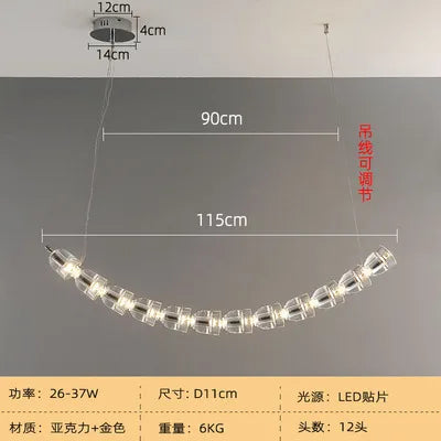 Post-modern simple luxury dining room glass chandelier Nordic designer minimalist art strip living room study bar