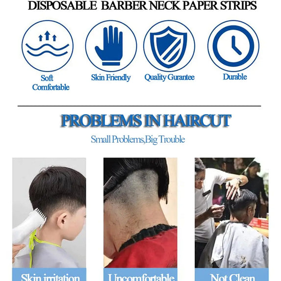 Barber Professional Black Neck Paper Barber Disposable Tissue Collar Tapes Salon Hairdressing Necks Covering Tools Accessories