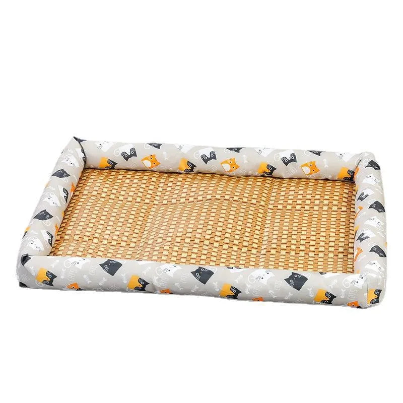 Summer Cat Beds Pet Cooling Mat Pad Lightweight Breathable Rattan Pet Bed Cooling Ice Nest for Small Animal Dogs Supplies