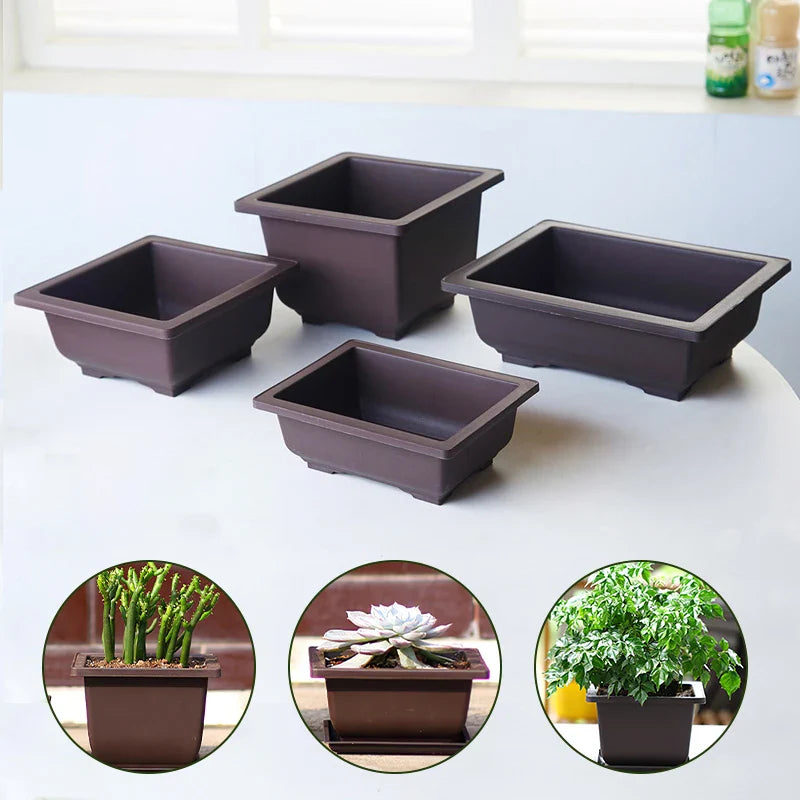 Flowerpots Imitation Purple Clay Succulent Plants Pots Outdoor Garden Landscape Bonsai Pot Trays Rectangular Square Planter